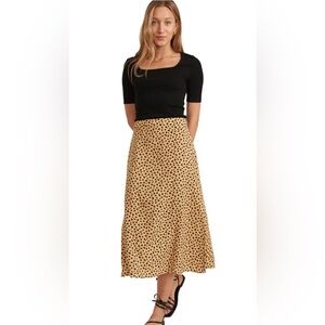 Marine Layer Ryan Midi Slip Skirt Leopard Print Size 10